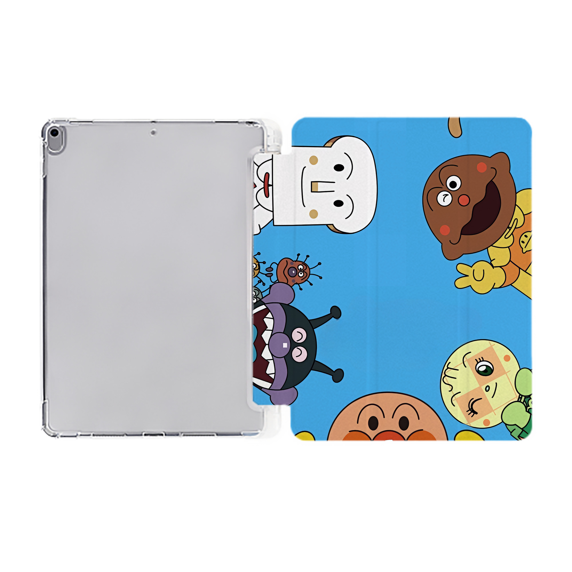 （画像用） アンパンマン Anpanman IPad ケース ペン収納付き 三つ折りスタンド PUレザー×シリコン 対応機種9.5/10.5/10.9インチ
